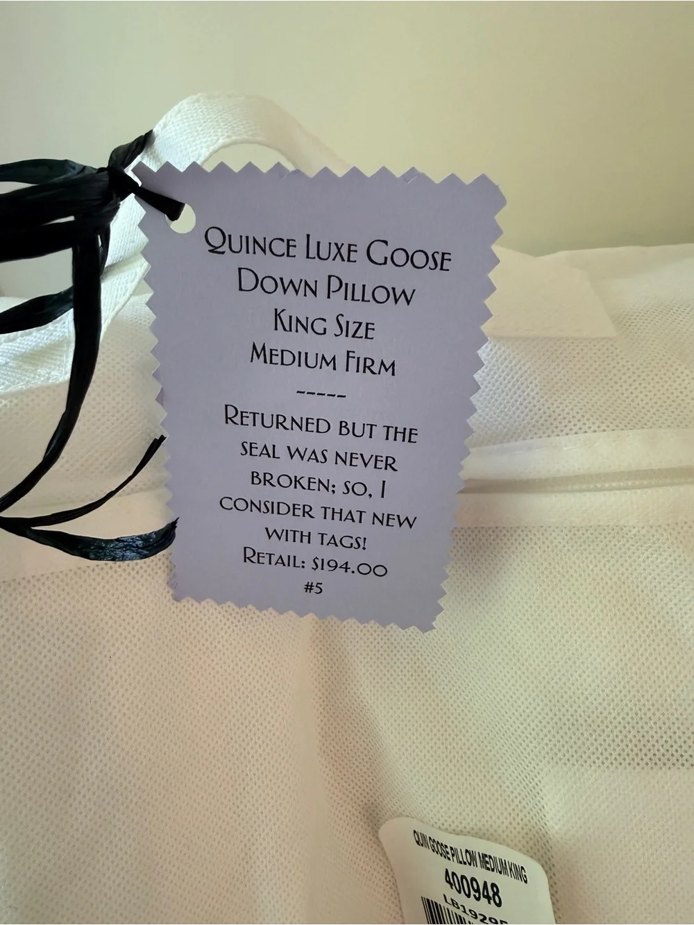 Quince Goose Down Medium/Firm King-Size Pillow #5